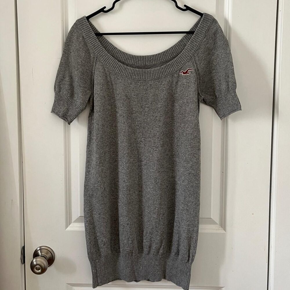Vintage 2000s Hollister Grey Short Sleeve Sweater Dress